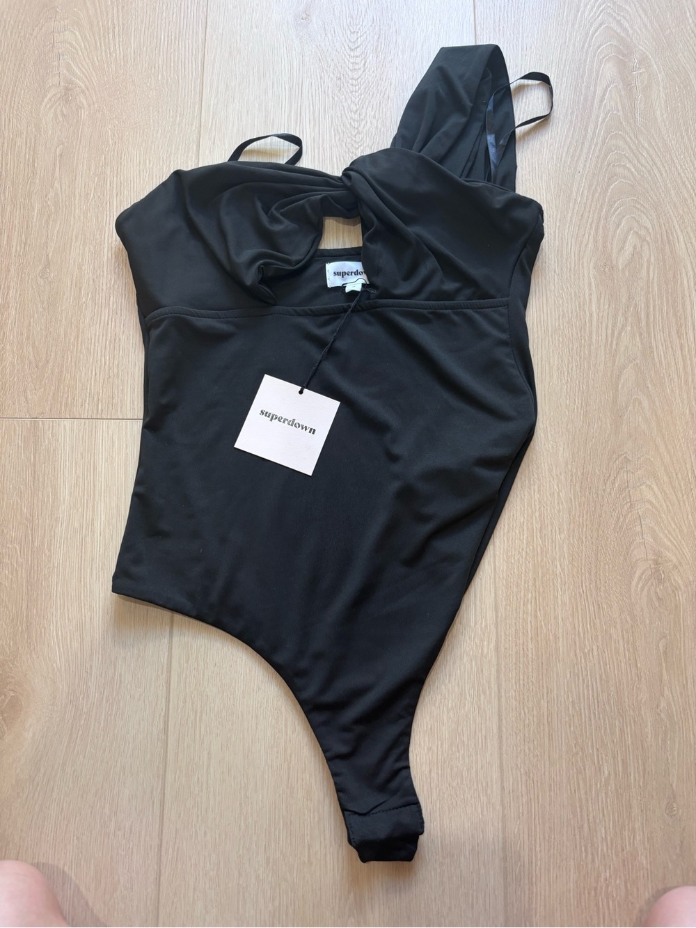superdown Black Twist-Detail Bodysuit